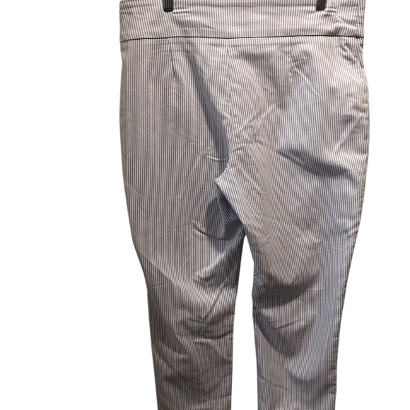 Crown & Ivy 14P Blue and White Vertical Stripe Pull On Pants Crochet Hem NWOT - Picture 2 of 6